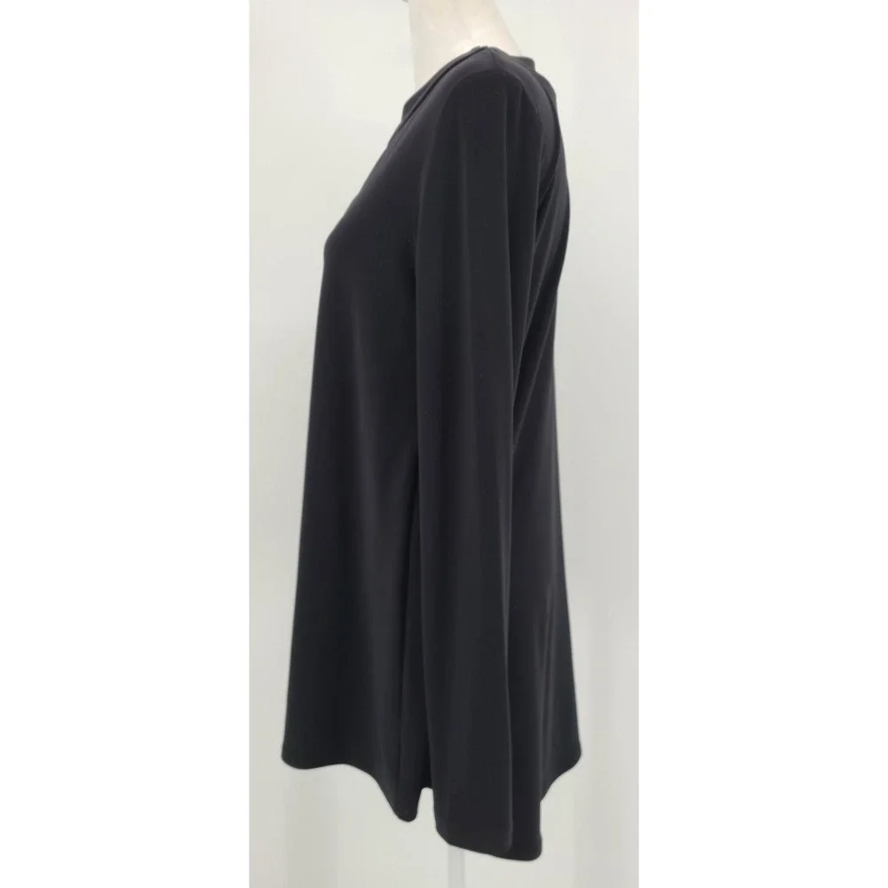 Sympli PeekaBoo Tunic Top 10 Black Stretch Minimalist Neutral Capsule Keyhole - Picture 5 of 11